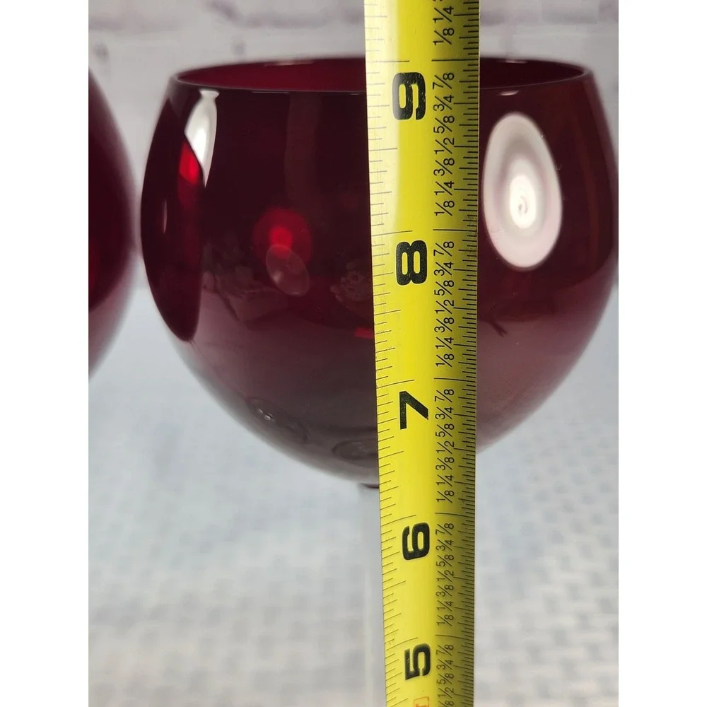 Lenox Red Balloon Wine Gobblet Glasses Clear Stem Set of 2